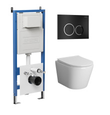 Комплект 3 в 1: Grossman инсталляция 900.K31.01.000+клавиша 700.K31.01.210.210 черный матовый+унитаз GR-4478BMS