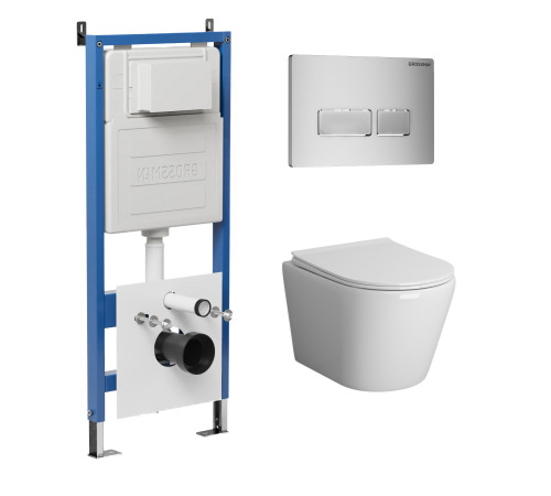 Комплект 3 в 1: Grossman инсталляция 900.K31.01.000+клавиша 700.K31.03.110.110 хром матовый+унитаз GR-4478BMS