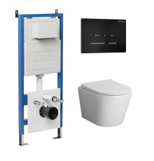 Комплект 3 в 1: Grossman инсталляция 900.K31.01.000+клавиша 700.K31.03.210.210 черный матовый+унитаз GR-4478BMS