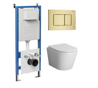 Комплект 3 в 1: Grossman инсталляция 900.K31.01.000+клавиша 700.K31.04.32M.32M золото сатиновый+унитаз GR-4478SQ