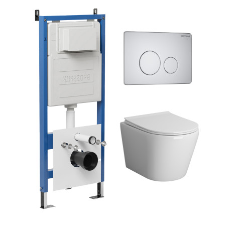 Комплект 3 в 1: Grossman инсталляция 900.K31.01.000+клавиша 700.K31.05.01M.01M белый матовый+унитаз GR-4478SQ