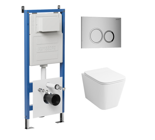 Комплект 3 в 1: Grossman инсталляция 900.K31.01.000+клавиша 700.K31.01.110.110 хром матовый+унитаз GR-4479SQ