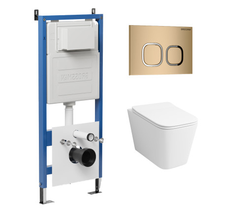 Комплект 3 в 1: Grossman инсталляция 900.K31.01.000+клавиша 700.K31.02.310.310 золото матовый+унитаз GR-4479SQ