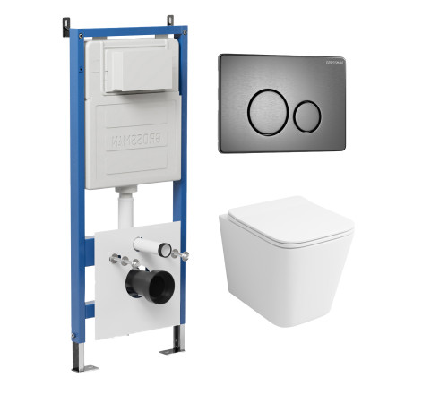 Комплект 3 в 1: Grossman инсталляция 900.K31.01.000+клавиша 700.K31.05.42M.42M графит сатиновый+унитаз GR-4479SQ