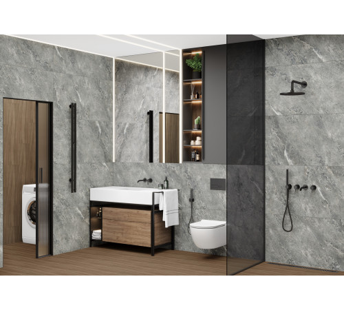 Керамогранит LCM 60120AJA99M Ajax Black 60x120 черный глазурованный матовый / карвинг под камень