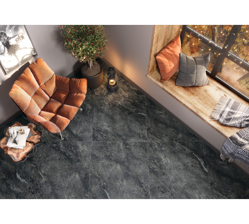 Керамогранит LCM 60120AJA99M Ajax Black 60x120 черный глазурованный матовый / карвинг под камень