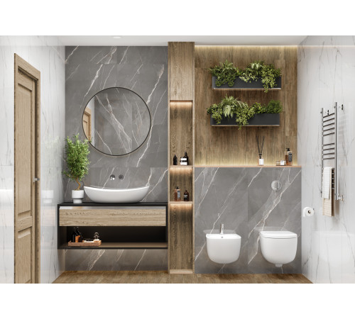 Керамогранит New Trend 60120ESE25P Essential Graphite 60x120 серый полированный под мрамор