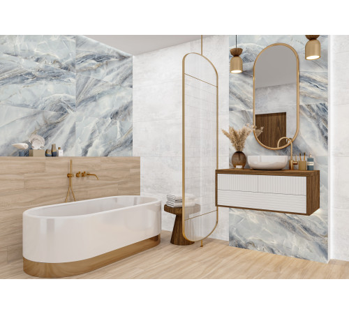 Керамогранит New Trend D60228M Estelle Blue 60x60 голубой матовый / карвинг под оникс