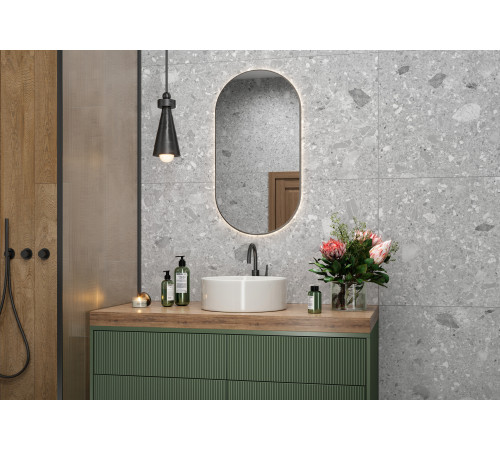 Керамогранит Alma Ceramica GFU6060HOL70R Holly 60x60 серый глазурованный матовый под камень / терраццо