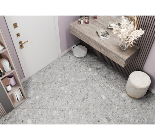 Керамогранит Alma Ceramica GFU6060HOL70R Holly 60x60 серый глазурованный матовый под камень / терраццо