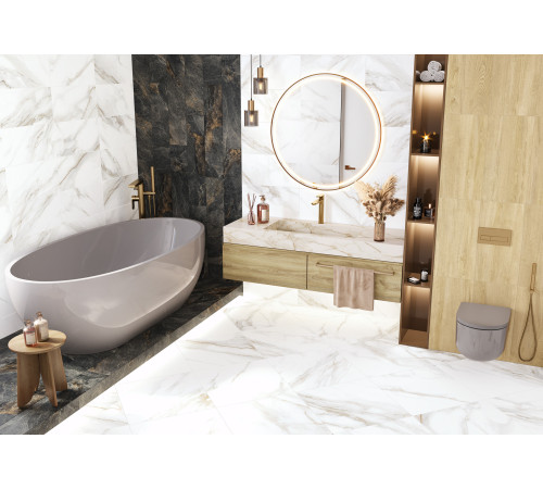 Керамогранит Delacora D120210M Calacatta Andrea 60x120 белый матовый / карвинг под мрамор