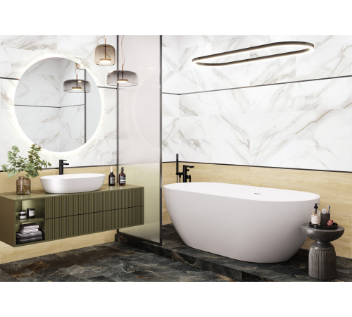 Керамогранит Delacora D120210M Calacatta Andrea 60x120 белый матовый / карвинг под мрамор