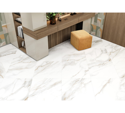 Керамогранит Delacora D120210M Calacatta Andrea 60x120 белый матовый / карвинг под мрамор