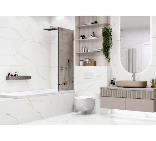 Керамогранит Delacora 60120CMI01 Calacatta Milazzo Gold Sugar 60x120 белый лаппатированный под мрамор
