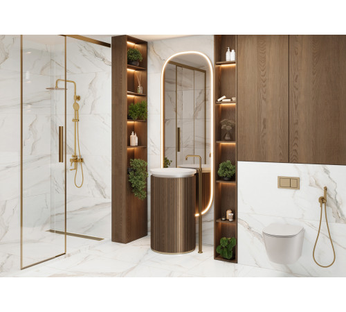 Керамогранит Delacora 60120CMN01 Calacatta Monsoon Sugar 60x120 белый лаппатированный под мрамор