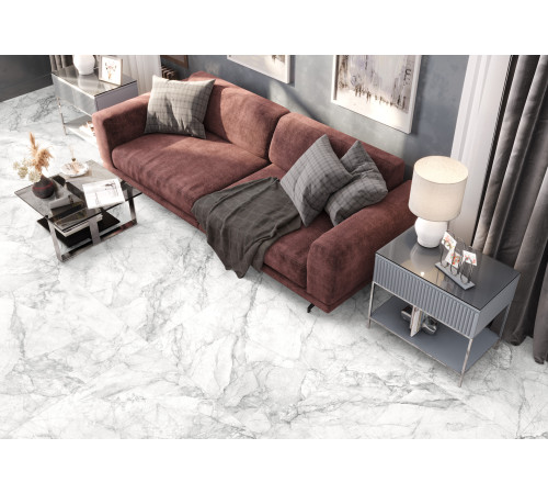 Керамогранит LCM 8080NOD15M Nordik 80x80 белый / серый глазурованный матовый / карвинг под мрамор