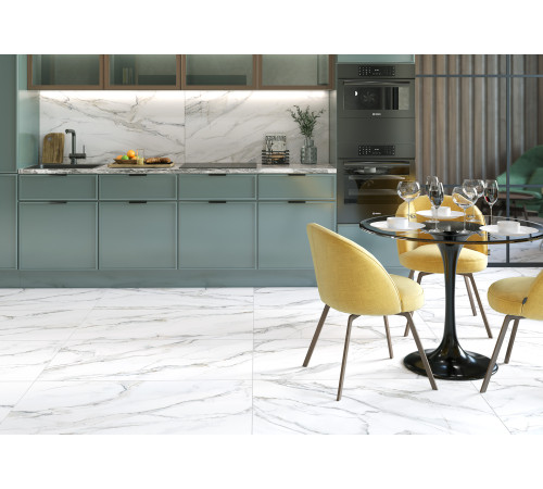 Керамогранит Delacora D12053M Omega Silver 60x120 белый матовый под мрамор
