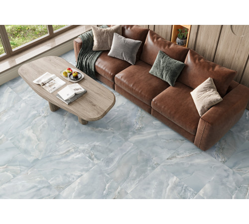 Керамогранит Delacora 60120ONB06 Onyx Breez Sugar 60x120 голубой лаппатированный под оникс