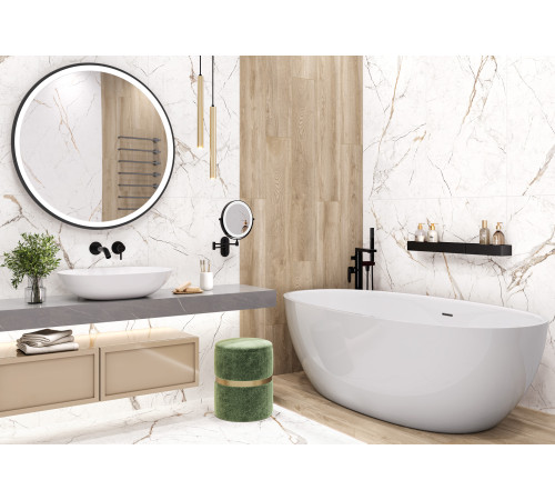 Керамогранит Alma Ceramica GFU60120RKL04R Rock Line 60x120 белый глазурованный матовый / противоскользящий под камень