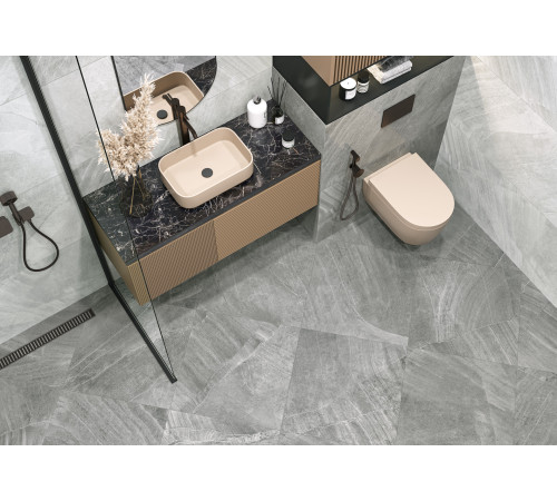 Керамогранит New Trend D60203M Rock Gray 60x60 серый матовый / карвинг под камень