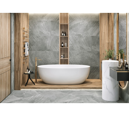 Керамогранит New Trend D60203M Rock Gray 60x60 серый матовый / карвинг под камень