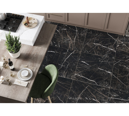 Керамогранит New Trend GP40SAM99L Sanremo Black 60x60 черно-белый лаппатированный под камень