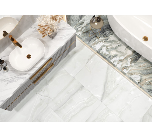 Керамогранит LCM 60120SWX00P Snow Onyx 60x120 белый полированный под камень