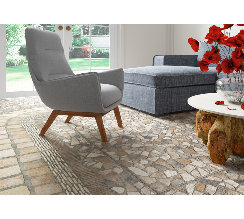 Керамогранит Alma Ceramica GFU04STA04R Stail 60x60 бежевый / коричневый сахарный под камень