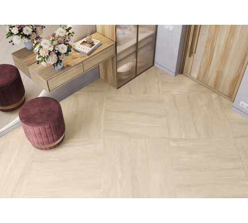 Керамогранит LCM 8080TIV01M Tivoli Avorio 80x80 бежевый глазурованный матовый / карвинг под камень