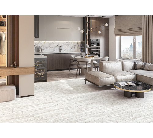 Керамогранит Alma Ceramica GFA92WDW07R Wonderwood 90x20 белый матовый под дерево / паркет