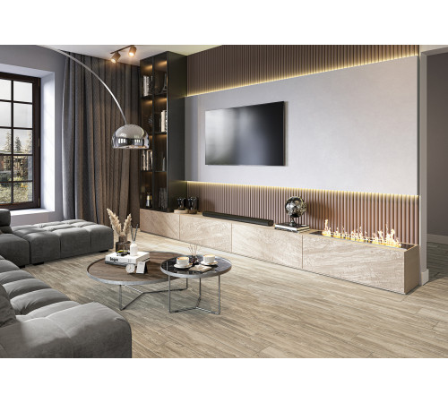 Керамогранит Alma Ceramica GFA92WDW07R Wonderwood 90x20 белый матовый под дерево / паркет