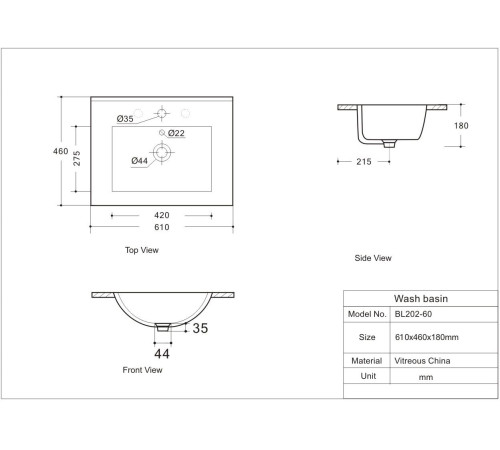 Раковина Aquanet Flow 60