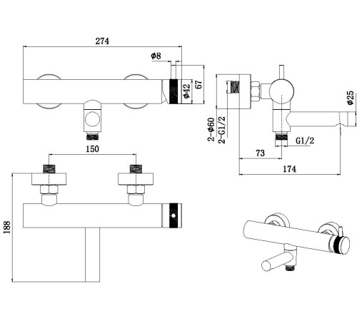 Смеситель для ванны Allen Brau Priority 5.31B10-31 черный матовый