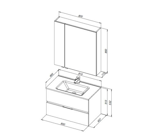 Мебель для ванной Aquanet Алвита New 80 2 ящика, белый матовый