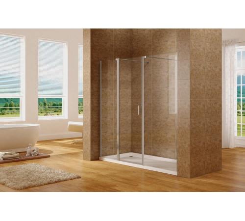 Душевая дверь Aquanet Cinetic 210, прозрачное стекло (AE12-N-120H190U-CT + AE12-F-90H190U-CT)