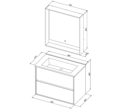 Тумба под раковину Aquanet Милан 85 дуб рошелье