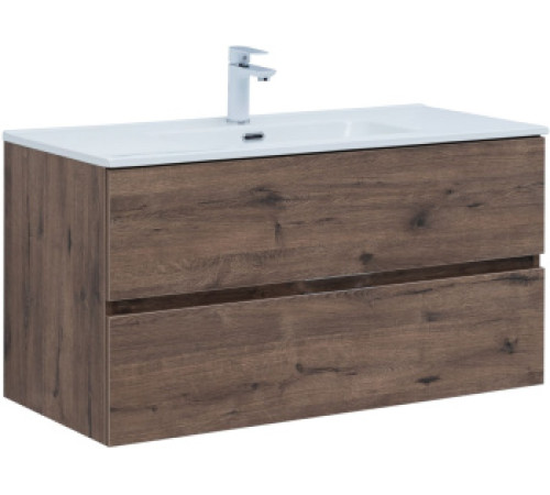 Тумба под раковину Aquanet Алвита New 100 2 ящика, дуб веллингтон табак