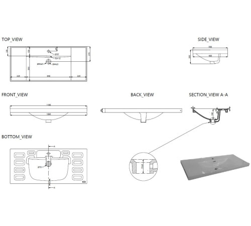Раковина Aquanet Side 110