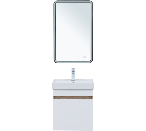 Тумба под раковину Aquanet Оптима 50 дуб светлый/белый сатин