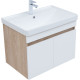 Тумба под раковину Aquanet Оптима 80 дуб светлый/белый сатин