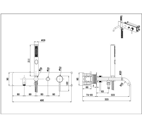 Смеситель для ванны Allen Brau Priority 5.31A06-BN (с внутренней частью) никель браш