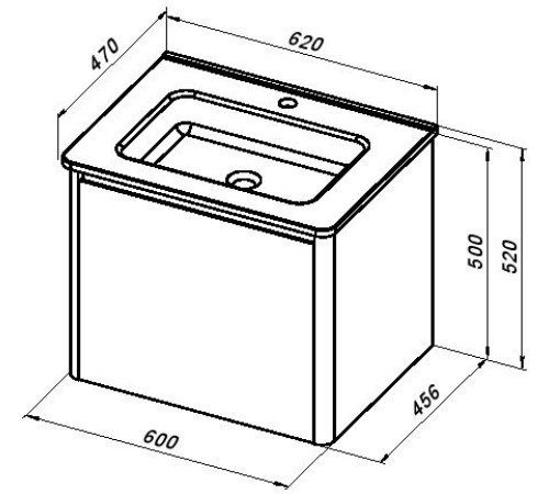 Тумба под раковину Allen Brau Gravity 60 1.370012.PGM платина матовый
