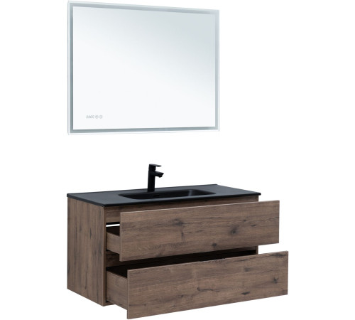 Тумба под раковину Aquanet Алвита New 100 2 ящика, дуб веллингтон табак