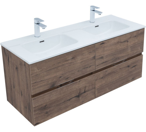 Тумба под раковину Aquanet Алвита New 60 2 ящика, дуб веллингтон табак