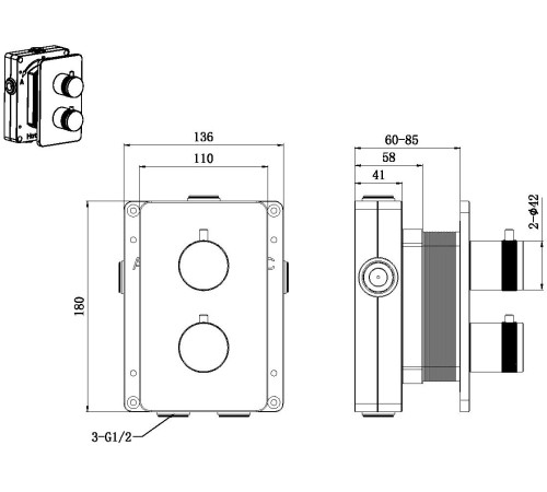 Смеситель для душа Allen Brau Priority 5.31113-31 (с внутренней частью, 1 выход) черный матовый