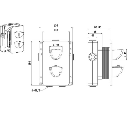 Смеситель для душа Allen Brau Infinity 5.21116-00 (с внутренней частью, 1 выход) хром