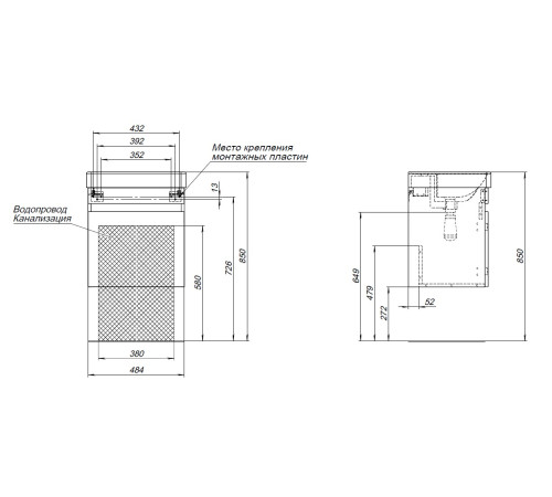 Тумба под раковину Aquanet Оптима 50 дуб светлый/белый сатин