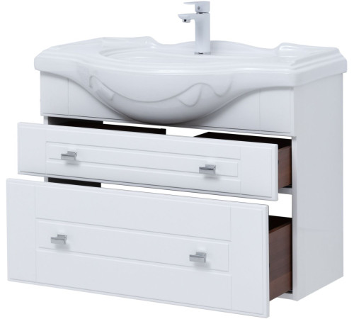 Тумба под раковину Aquanet Рондо 85 белый глянец