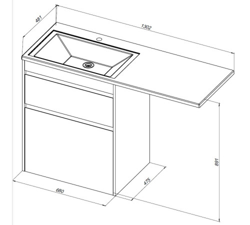 Тумба под раковину Aquanet Токио 68 дуб веллингтон (напольная 2 ящика)