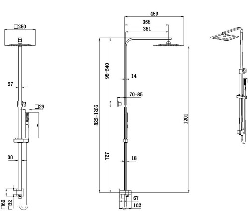Душевая стойка Allen Brau Infinity 5.21031-31 черный матовый